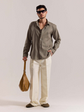 Khaki Green Linen-blend Shirt