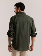 Dark Green Linen-blend Shirt