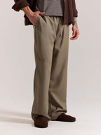 Khaki Green Linen Pull-on Pants